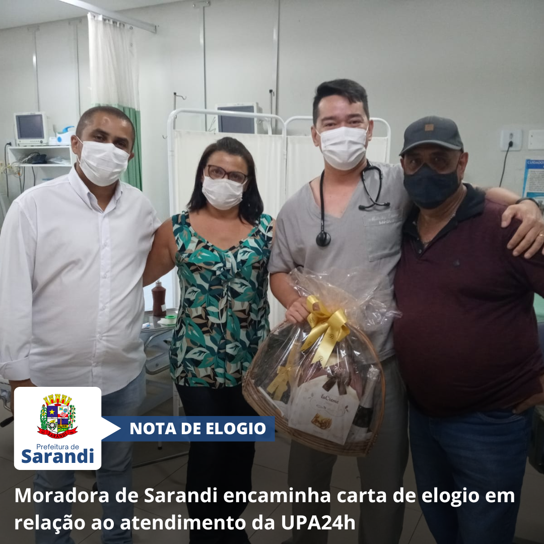 Moradora de Sarandi encaminha carta de elogio em relação ao atendimento da UPA24h